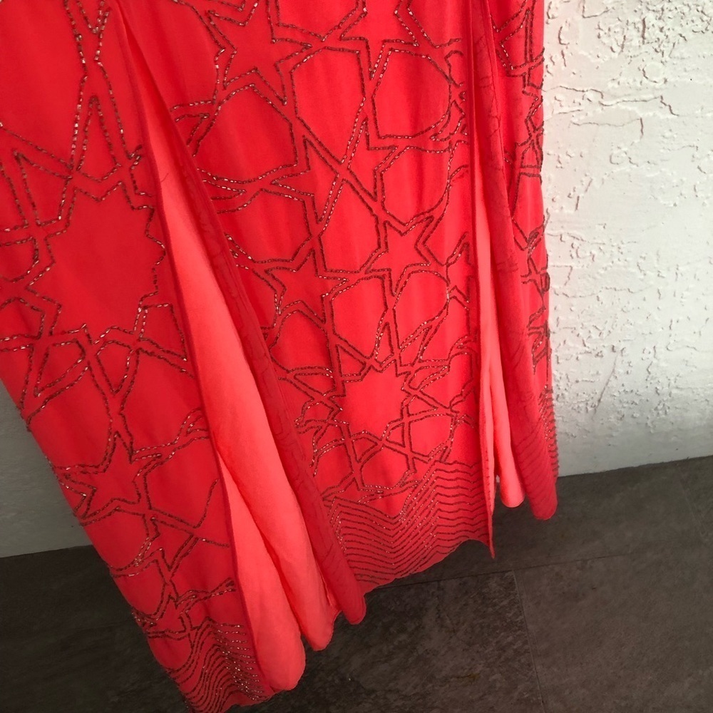 BHLDN Needle & Thread Maxi Dress Hot Pink Stars Punk Formal Prom Gown Size 2 - Picture 6 of 10